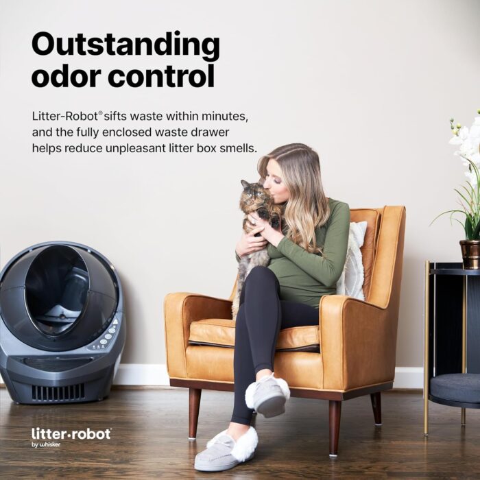Litter-Robot 3 Connect by Whisker, Grey - Automatic, Self-Cleaning Cat Litter Box, Helps Reduce Litter Box Odors, Works with Almost Any Clumping Litter, WhiskerCare 1-Year Warranty - Image 4