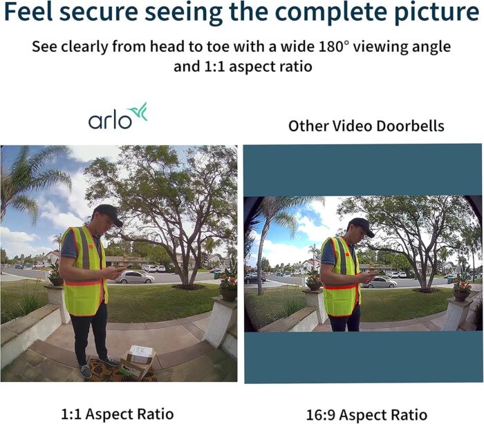 Arlo Essential Wired Video Doorbell - HD Video, 180° View, Night Vision, 2 Way Audio, Black - AVD1001B - Image 4