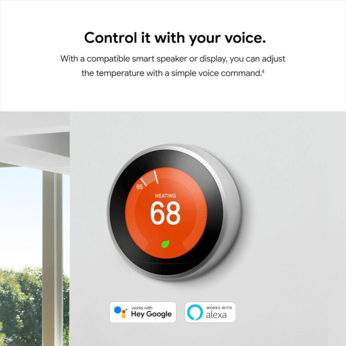 Google Nest Learning Thermostat - 3rd Gen (2015) - Programmable Smart Thermostat for Home - Works with Alexa - White - Image 12