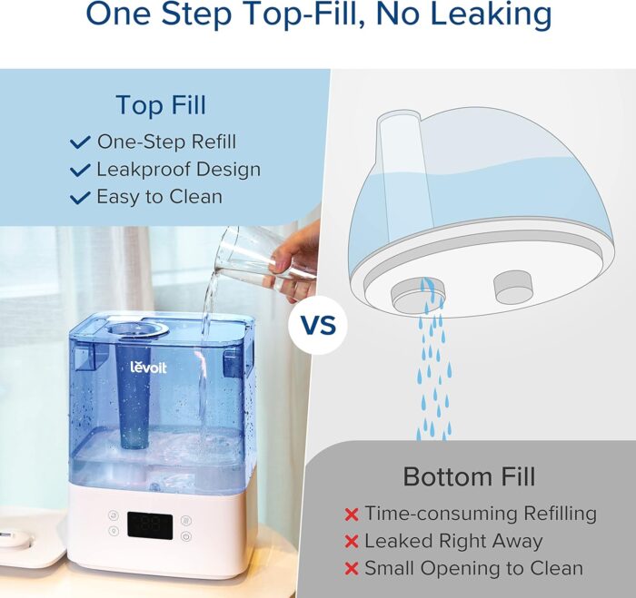 LEVOIT Classic300S Ultrasonic Smart Top Fill Humidifier, Extra Large 6L Tank for Whole Family, APP & Voice Control, Essential Oil Diffuser, Humidity Setting with Sensor, Quiet Sleep Mode, Night Light - Image 9