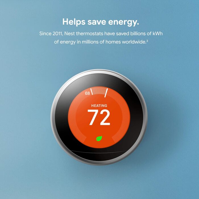 Google Nest Learning Thermostat - 3rd Gen (2015) - Programmable Smart Thermostat for Home - Works with Alexa - White - Image 2