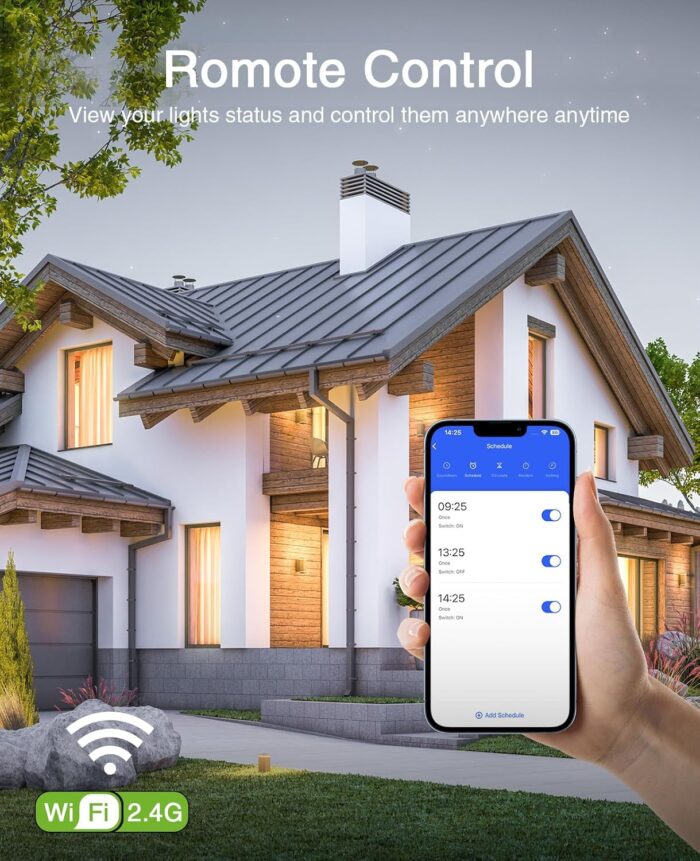 GHome Smart Switch,Smart Wi-Fi Light Switch Compatible with Alexa and Google Assistant 2.4Ghz, Single-Pole,Neutral Wire Required,UL Certified,Remote/Voice Control, No Hub Required (4 Pack) - Image 4