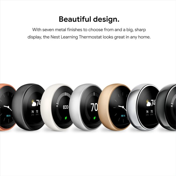 Google Nest Learning Thermostat - 3rd Gen (2015) - Programmable Smart Thermostat for Home - Works with Alexa - White - Image 10