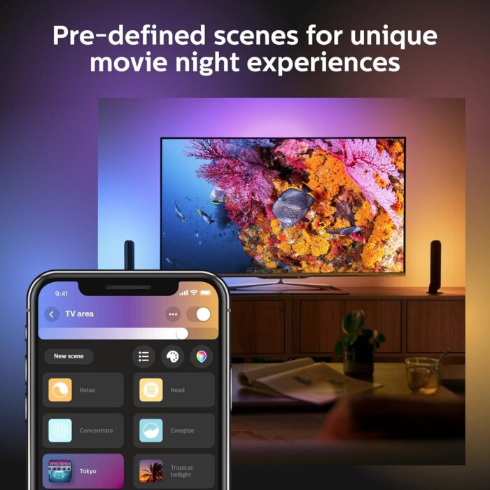 Philips Hue Play Light Bar, Extension – White & Color Ambiance LED Color Changing Light Control w/App or Voice Assistant - Requires Hue Bridge & Hue Play Light Bar Base Kit, Black, No Power Supply - Image 4