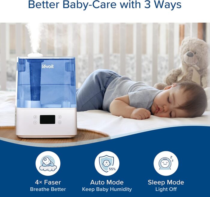 LEVOIT Classic300S Ultrasonic Smart Top Fill Humidifier, Extra Large 6L Tank for Whole Family, APP & Voice Control, Essential Oil Diffuser, Humidity Setting with Sensor, Quiet Sleep Mode, Night Light - Image 6