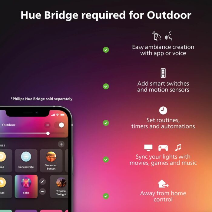 Philips Hue Calla Outdoor Smart Pathway Light - White & Color Ambiance LED Walkway Lights - Low Voltage Lighting - 1 Pack - Requires Bridge and Power Supply - Control with App and Voice - Weatherproof - Image 3