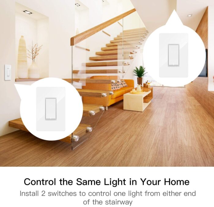 TREATLIFE 3-Way Smart Light Switch, 2.4GHz WiFi Smart Switch Compatible with Alexa, Google Home & SmartThings, Remote Control, Scheduling, Neutral Wire Required, 1 Pack - Image 5