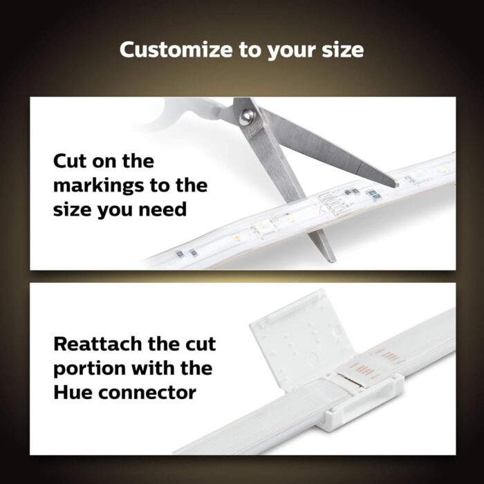 Philips Hue Indoor 6-Foot Smart LED Light Strip Plus Base Kits with Plugs - Color-Changing Single-Color Effect - 2 Pack - Control with Hue App - Works with Alexa, Google Assistant and Apple HomeKit - Image 5