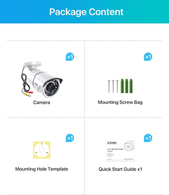 ZOSI 2MP 1080p Security Camera,4-in-1 TVI/CVI/AHD/CVBS Surveillance Bullet Camera Indoor Outdoor,Night Vision,Work for 960H,720P,1080P analog CCTV DVR - Image 10