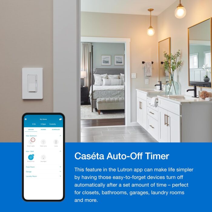 Lutron Caseta Smart Lighting Kit w/ Hub, Original Dimmer Switch, & Pico Remote, for LED Bulbs, Works w/ Alexa, Apple Homekit, Google Home, 150W Single-Pole/3-Way, No Neutral Required, P-BDG-PKG1W - Image 10