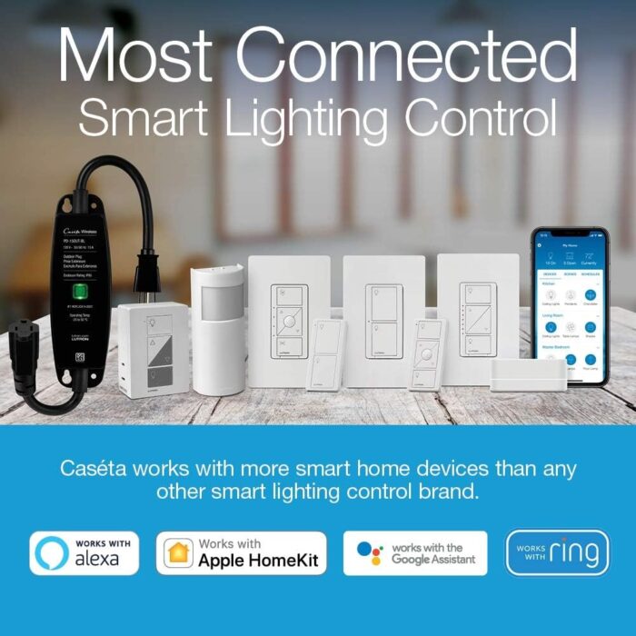 Lutron Caseta Smart Start Kit for Lamps, Plug-in Lamp Dimmer with Smart Bridge and Pico Remote, Compatible with Alexa, Apple HomeKit, and The Google Assistant | P-BDG-PKG1P | White - Image 3