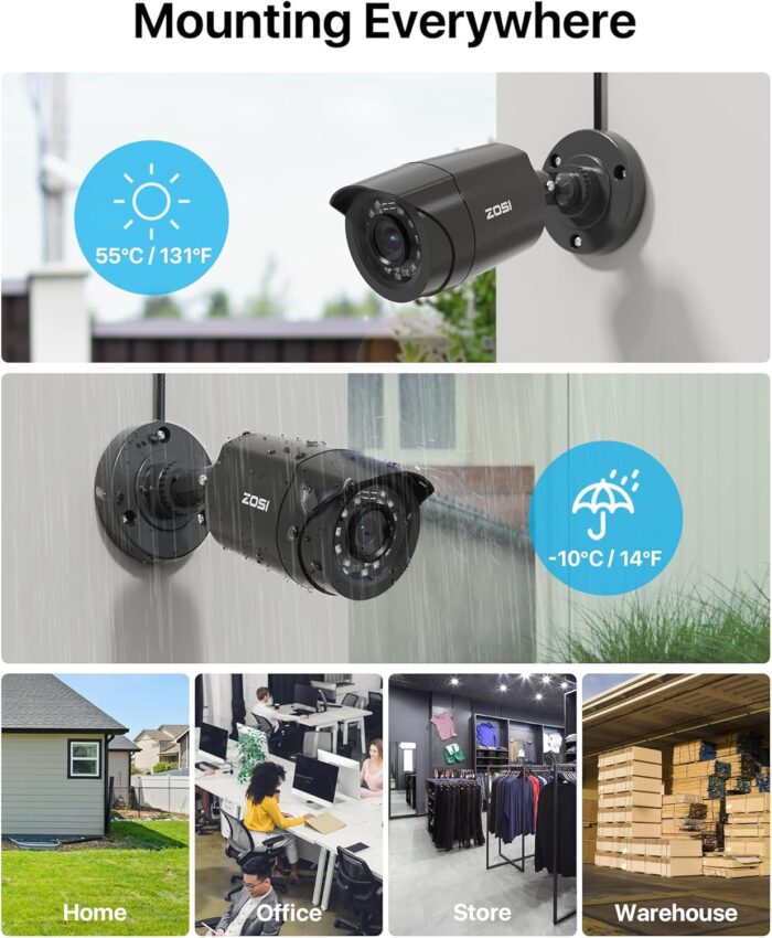 ZOSI 3K Lite 8CH Home Security Camera System Outdoor Indoor, AI Human/Vehicle Detection, Night Vision, H.265+ 5MP Lite 8 Channel CCTV DVR, 8pcs 1080P 1920TVL Surveillance Bullet Cameras (No HDD) - Image 5