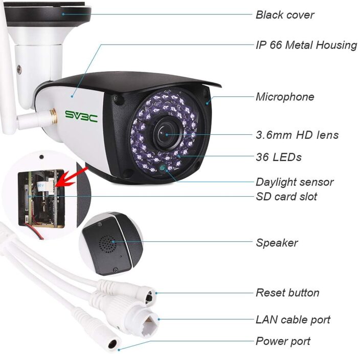 SV3C 5MP WiFi IP Camera Outdoor, Dual Band 2.4GHZ 5GHZ WiFi Security Cameras, Exterior Onvif Cam Support RTSP Browser Viewing, Human Motion Detection, Two-way Audio, IP66 Waterproof, SD Card Recording - Image 5