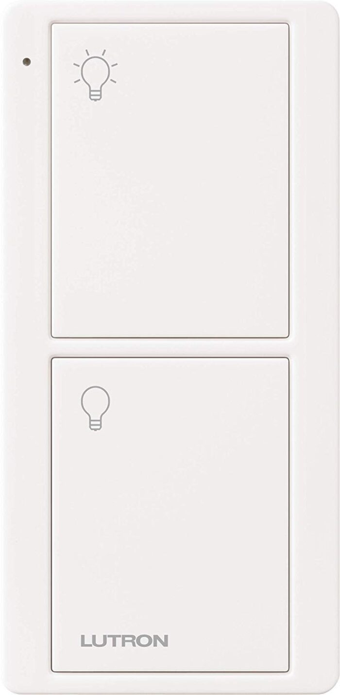 Lutron Caseta Smart Lighting 2-Button Pico Remote, for Wireless Lighting Control, Works w/ Alexa, Apple Homekit, Google Home (Hub Required), Batteries Included, PJ2-2B-GWH-L01, White