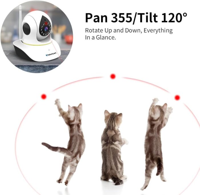 VSTARCAM Pet Camera with Laser, 3MP 2.4GHz WiFi Interactive Dog & Cat Laser Toy Camera with Night Vision, Motion Detection Alerts, APP Remote Control Indoor Security Camera for Pet Monitoring - Image 7