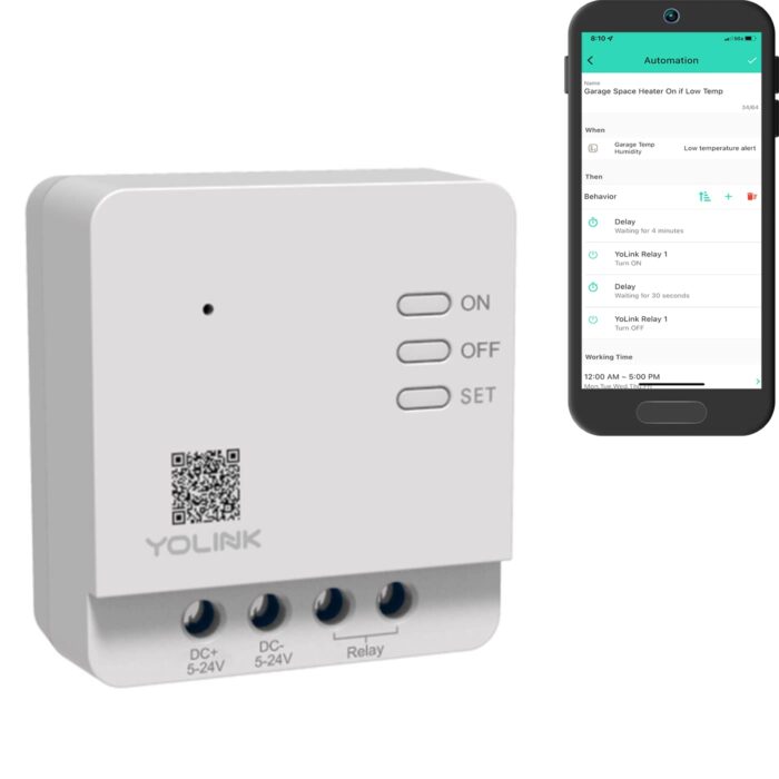YoLink Relay, YoLink 1/4 Mile Super Long Range Smart Relay Compatible with Alexa, Google, and IFTTT, Max. 5 amps - YoLink Hub Required