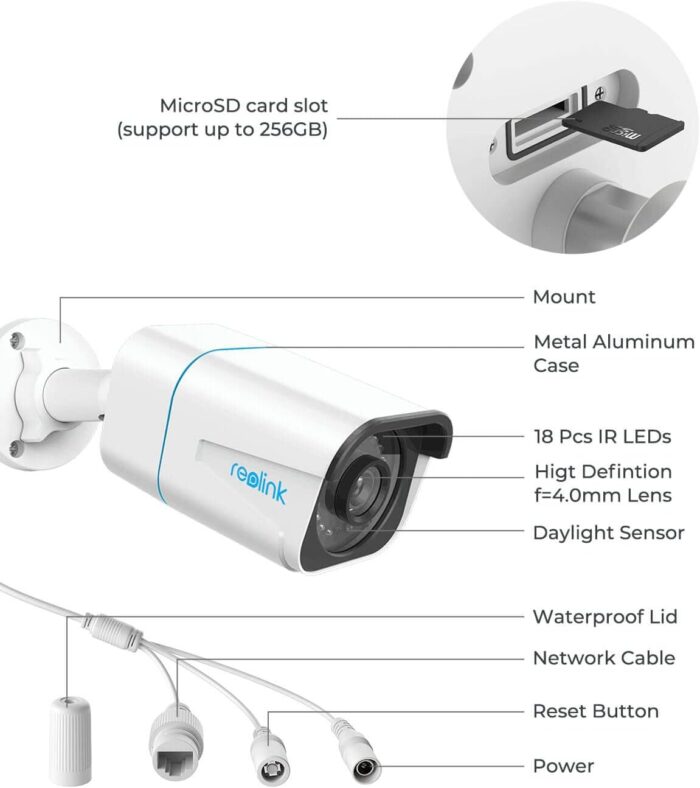 REOLINK 4K/8MP Security Bullet PoE IP Camera,Surveillance Outdoor Indoor,Human/Vehicle/Pet Detection,Time-Lapse,100ft IR Night Vision,Work with Smart Home,Up to 256GB microSD Card,RLC-810A - Image 8