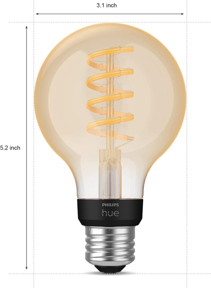 Philips Hue Smart 60W G25 Filament LED Bulb - White Ambiance Warm-to-Cool White Light - 1 Pack - 550LM - E26 - Indoor - Control with Hue App - Works with Alexa, Google Assistant and Apple Homekit - Image 3