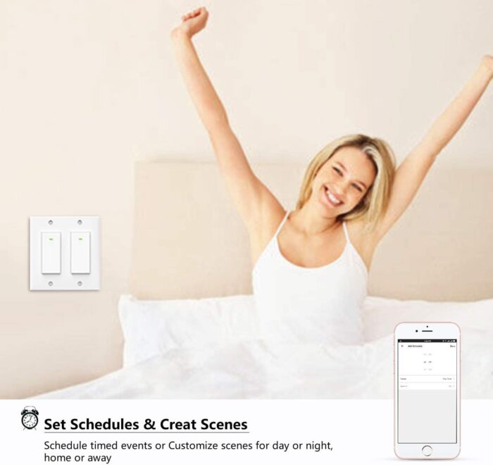 Smart Light Switch, Double Smart WiFi Light Switches, Smart Switch 2 Gang Works with Alexa Google Assistant - Image 4