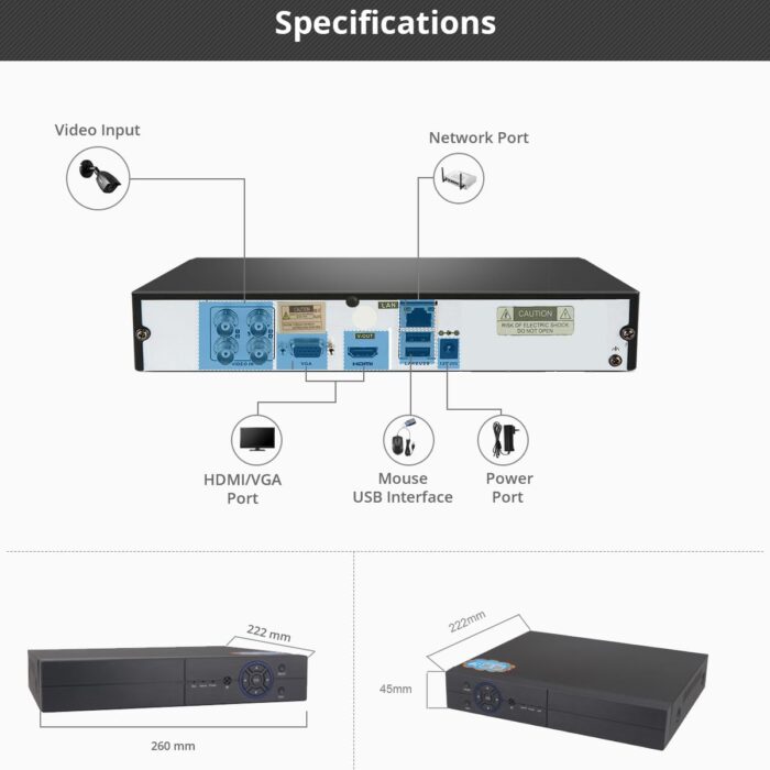 8CH 1080P 5-in-1 HD Analog Hybrid DVR&NVR Support 5MP IP Camera+1080P AHD/TVI/CVI Camera & Analog Camera Standalone DVR CCTV Surveillance Security System Video Recorder(No Hard Driver) - Image 4