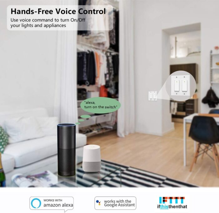 Smart Light Switch, Double Smart WiFi Light Switches, Smart Switch 2 Gang Works with Alexa Google Assistant - Image 2