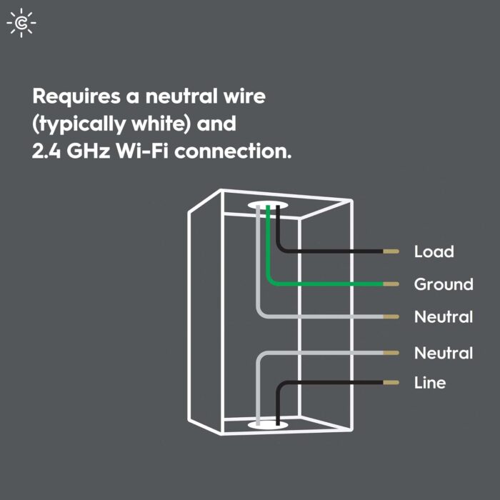GE CYNC Smart Light Switch, Paddle Style, Neutral Wire Required, Bluetooth and 2.4 GHz Wi-Fi 4-Wire Switch, Works with Alexa and Google (1 Pack) - Image 2