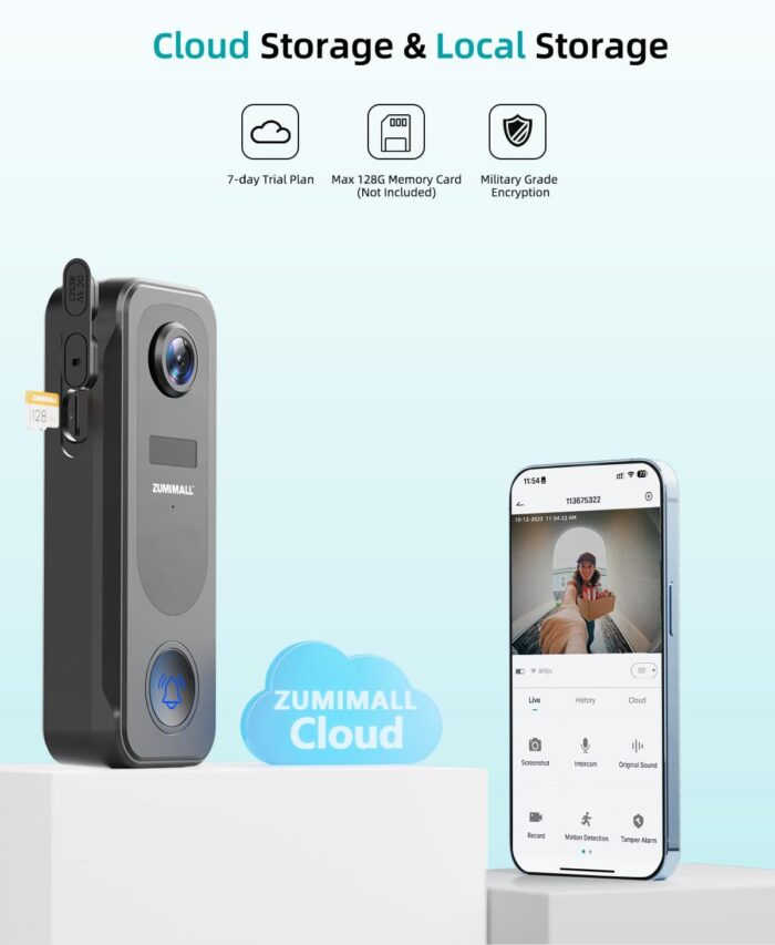 ZUMIMALL Doorbell Camera Wireless 2K, Video Doorbell with Chime, 2 Way Audio, Voice Changer, 30s Voice Message, Anti-Theft, AI Detection, Cloud Storage, 2.4Ghz WiFi, Battery Powered, Work with Alexa - Image 7