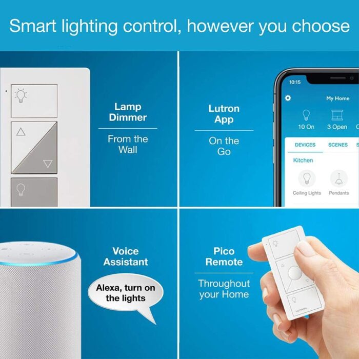 Lutron Caseta Smart Start Kit for Lamps, Plug-in Lamp Dimmer with Smart Bridge and Pico Remote, Compatible with Alexa, Apple HomeKit, and The Google Assistant | P-BDG-PKG1P | White - Image 5