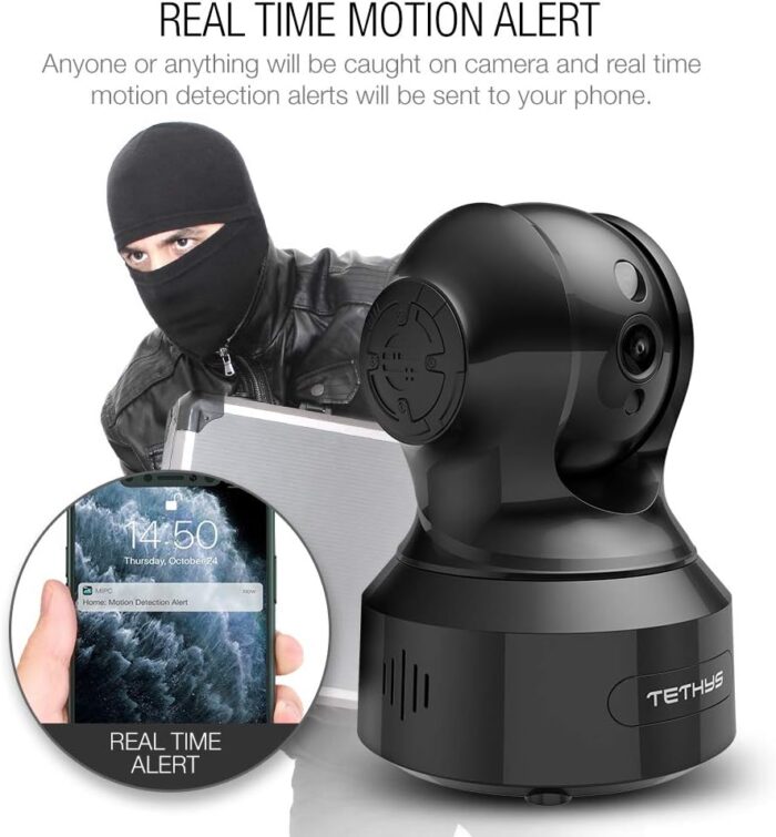 TETHYS Wireless Security Camera 1080P Indoor [Work with Alexa] Pan/Tilt WiFi Smart IP Camera Dome Surveillance System w/Night Vision,Motion Detection,2-Way Audio,Cloud for Home,Business, Baby Monitor - Image 5
