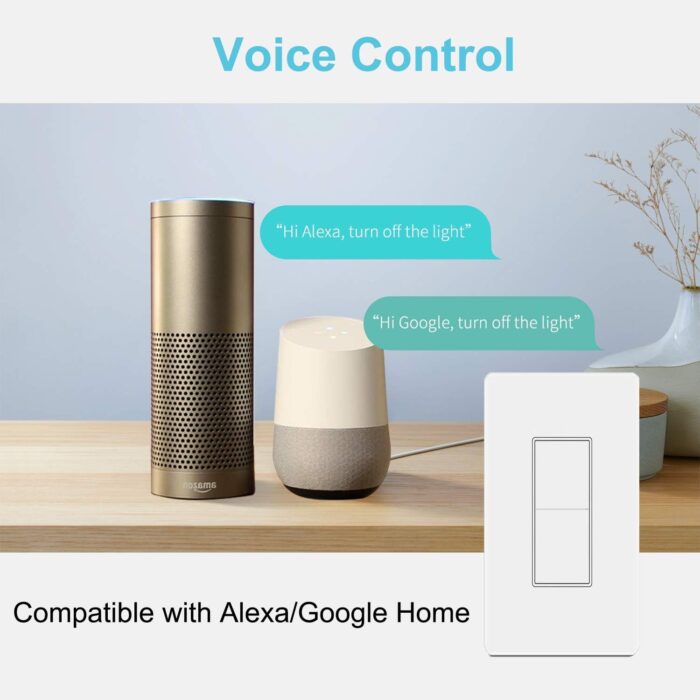 Smart Light Switch, WiFi Smart Double Switch Button, Compatible with Alexa and Google Home, Remote Control with Timing Funtion, No Hub Required,Smart Life APP Provides Control from Anywhere - Image 5