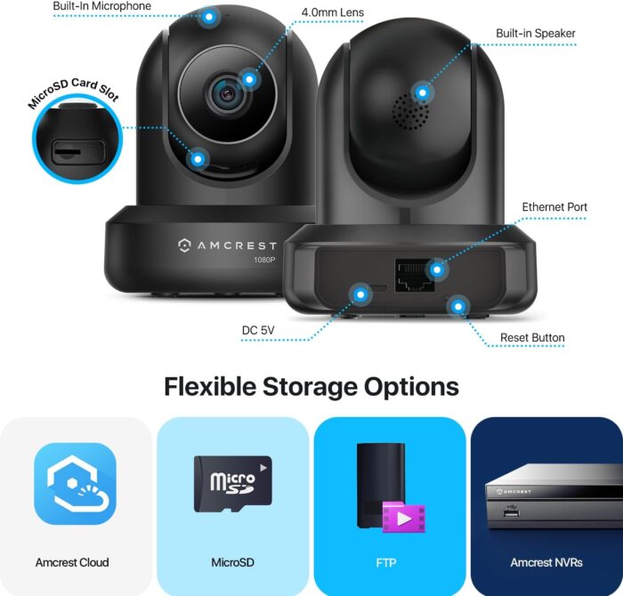 Amcrest ProHD 1080P WiFi 2MP (1920TVL) Indoor Pan/Tilt Security Wireless IP Camera IP2M-841B (Black) - Image 7