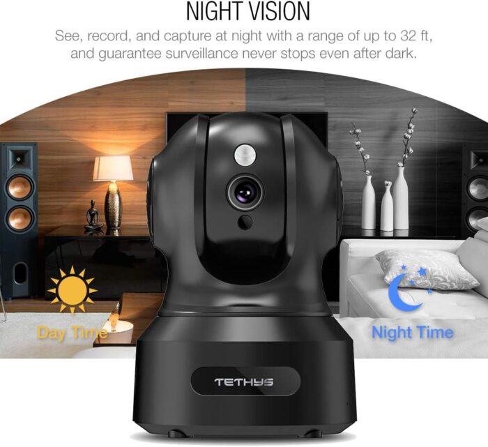 TETHYS Wireless Security Camera 1080P Indoor [Work with Alexa] Pan/Tilt WiFi Smart IP Camera Dome Surveillance System w/Night Vision,Motion Detection,2-Way Audio,Cloud for Home,Business, Baby Monitor - Image 4
