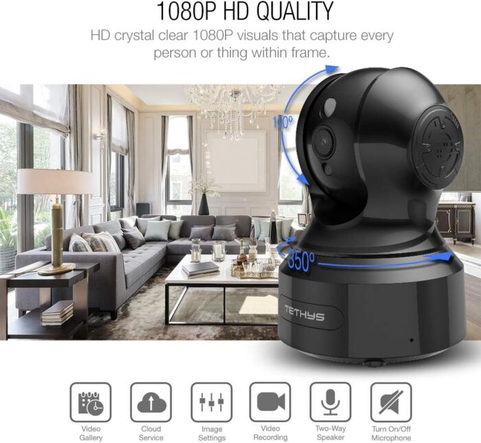 TETHYS Wireless Security Camera 1080P Indoor [Work with Alexa] Pan/Tilt WiFi Smart IP Camera Dome Surveillance System w/Night Vision,Motion Detection,2-Way Audio,Cloud for Home,Business, Baby Monitor - Image 2