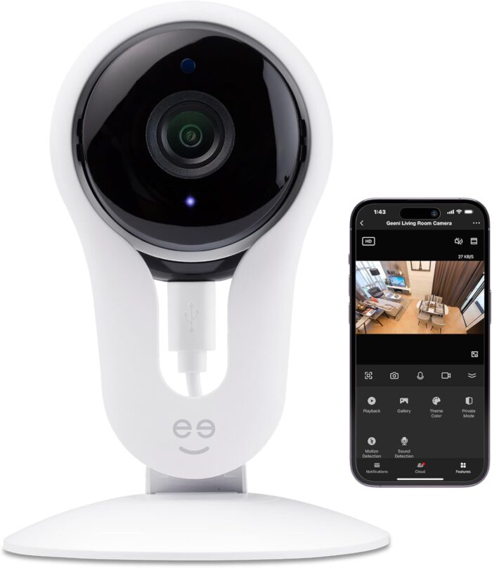Geeni Aware 1080p HD Smart Camera – Indoor Home Security Camera – No Hub Required – Motion Detection Camera – Smart Camera Works with Amazon Alexa and Google Home, Requires 2.4 GHz Wi-Fi