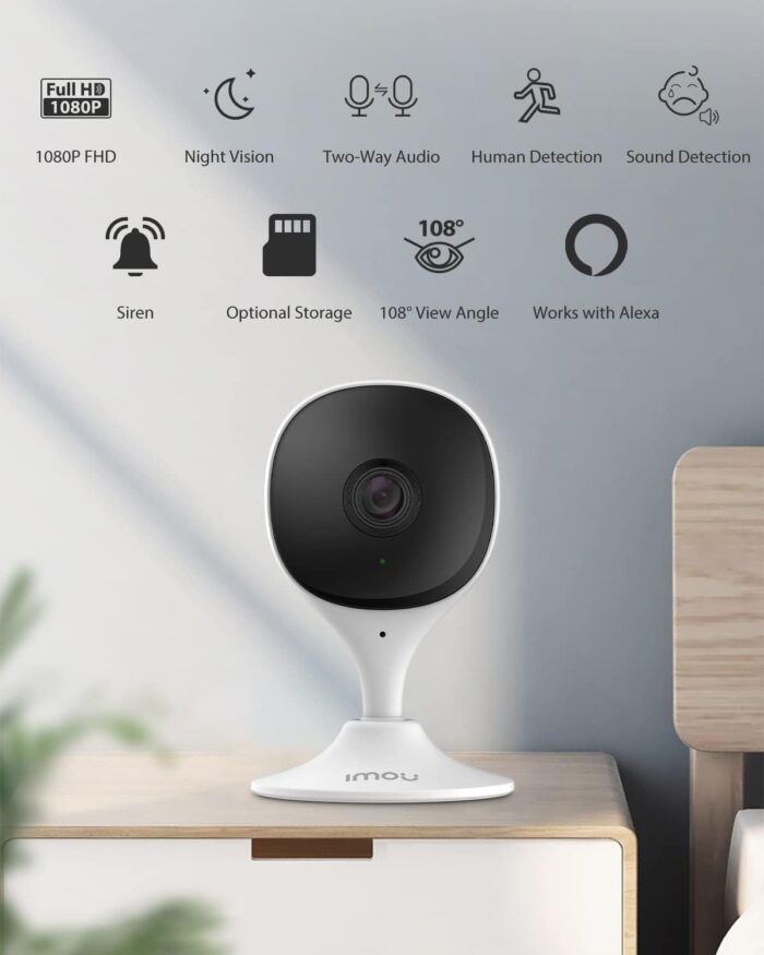 Imou Home Security Camera 2 Pack 1080P Baby Monitor with Night Vision, 2-Way Audio, Human Detection, Sound Detection, Plug in WiFi Indoor Camera Dog Cam with App, 2.4G Wi-Fi Only, Works with Alexa - Image 2