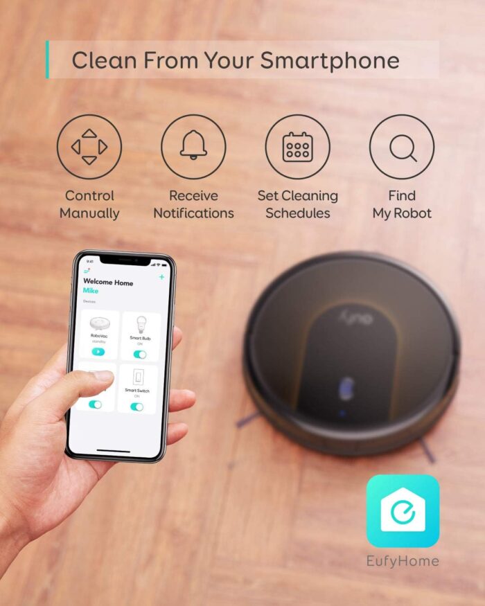 Eufy BoostIQ RoboVac 30C, Robot Vacuum Cleaner, Wi-Fi, Super-Thin, 1500Pa Strong Suction, Boundary Strips Included, Self-Charging Robotic Vacuum Cleaner (Renewed) - Image 3