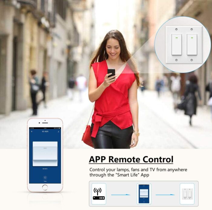 Smart Light Switch, Double Smart WiFi Light Switches, Smart Switch 2 Gang Works with Alexa Google Assistant - Image 3
