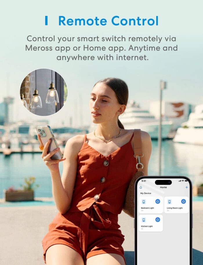 Meross Smart Light Switch Supports Apple HomeKit, Siri, Alexa, Google Assistant & SmartThings, 2.4GHz Wi-Fi Light Switch, Neutral Wire Required, Single Pole, Remote Control Schedule, 1 Pack,White - Image 7