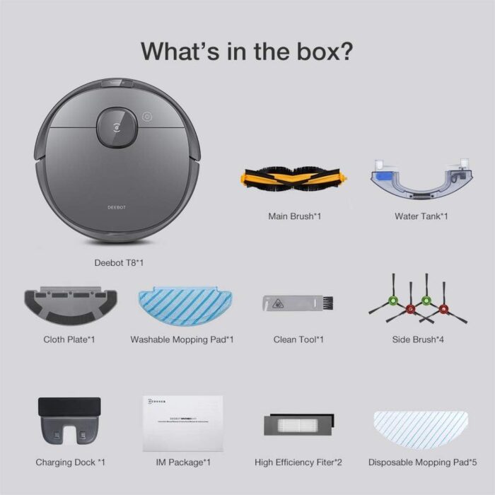 Ecovacs Deebot T8 Robot Vacuum and Mop Cleaner, Precise Laser Navigation, Multi-floor Mapping, Intelligent Object Avoidance, Full-customize clean, No-go and No-mop Zones, Auto-empty Station Compatible - Image 7