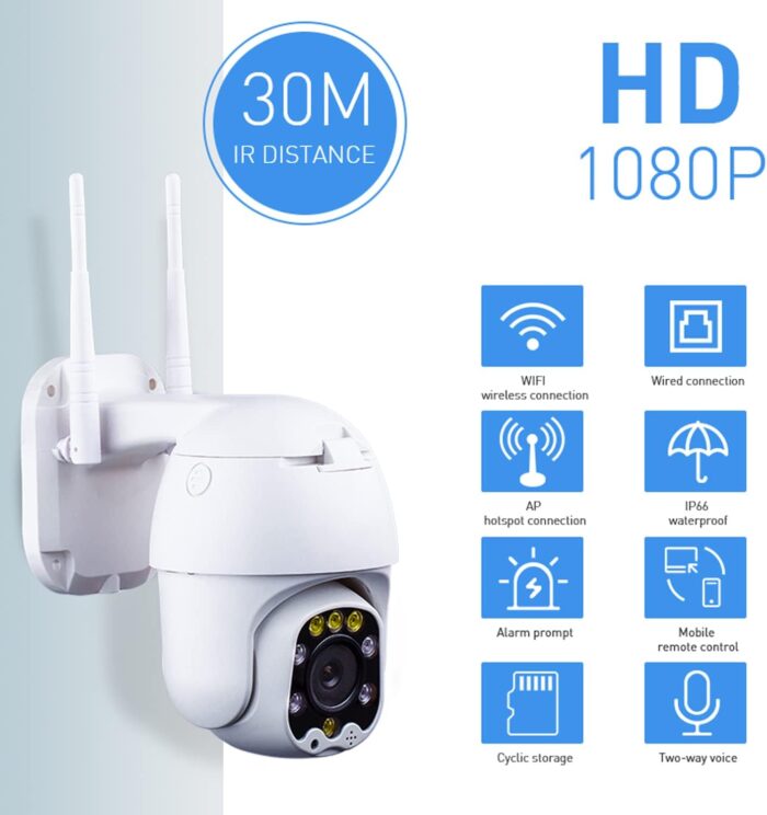 Outdoor PTZ WiFi IP Security Camera 1080P Home Surveillance Camera Pan/Tilt Two-Way Audio Motion Detection Color Night Vision Auto Tracking CamHiPro APP AT-200DW - Image 2