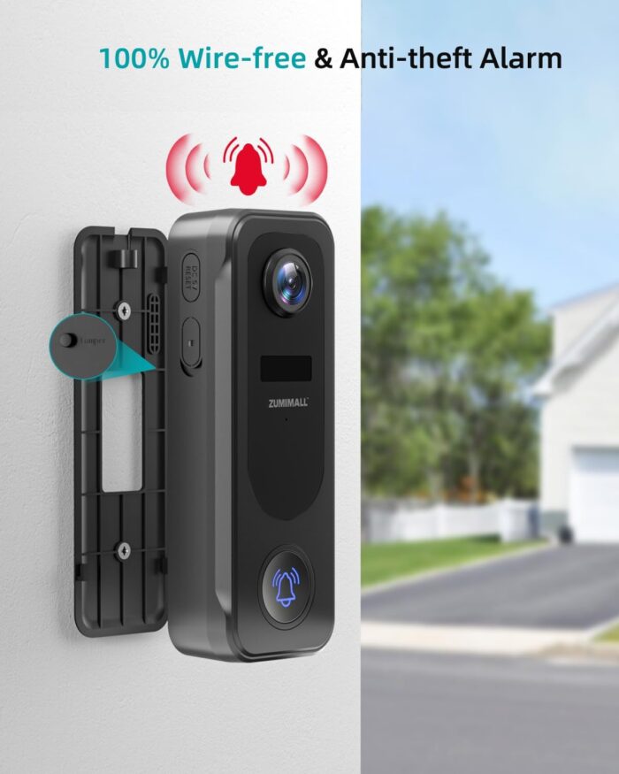 ZUMIMALL Doorbell Camera Wireless 2K, Video Doorbell with Chime, 2 Way Audio, Voice Changer, 30s Voice Message, Anti-Theft, AI Detection, Cloud Storage, 2.4Ghz WiFi, Battery Powered, Work with Alexa - Image 5
