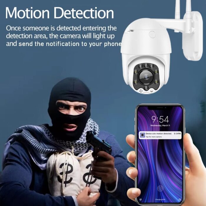 Outdoor PTZ WiFi IP Security Camera 1080P Home Surveillance Camera Pan/Tilt Two-Way Audio Motion Detection Color Night Vision Auto Tracking CamHiPro APP AT-200DW - Image 6