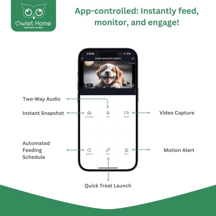 Pet Camera with Treat Dispenser/Tossing for Dogs/Cats, Smart Dog/Cat Camera, Free App, 2.4G & 5G WiFi, 1080P HD Live Video, Auto Night Vision, 2-Way Audio, Motion Alert, No Monthly Fee - Image 3