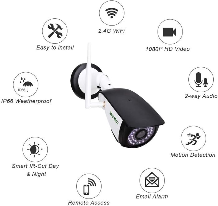SV3C WiFi Security Cameras Outdoor, 2 Pack 1080P Two-Way Audio Exterior IP Camera, Outside Surveillance Cam Supports Motion Detection, ONVIF Conformance, IP66 Waterproof, RTSP,Max 128GB SD Card Record - Image 8