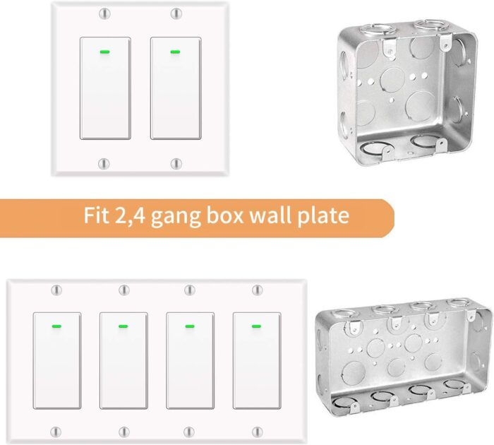 Alexa Light Switch, Double Smart WiFi Light Switches, Smart Switch 2 Gang Compatible with Alexa and Google Home, Neutral Wire Needed, with Remote Control, Timing Schedule, No hub Required (2Pack) - Image 2