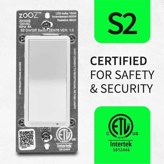 Zooz 800 Series Z-Wave Long Range S2 On Off Switch ZEN76 800LR, White | Simple Direct 3-Way and 4-Way Solution (Works with Regular Switches, No Aux Switch Needed) | Z-Wave Hub Required - Image 6