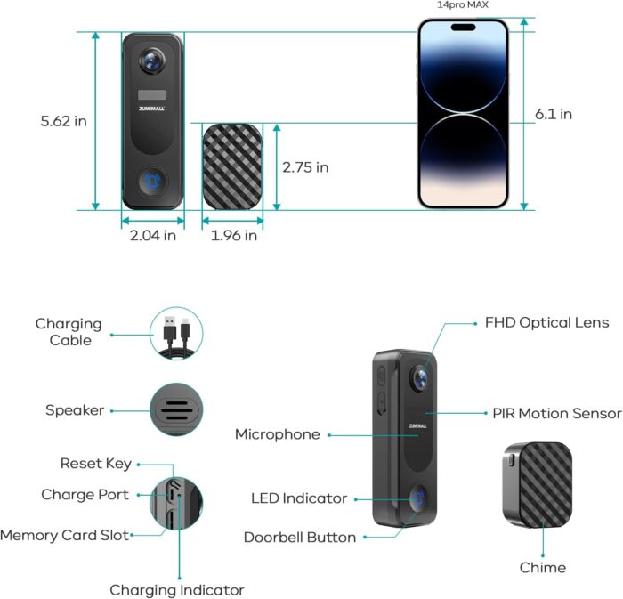 ZUMIMALL Doorbell Camera Wireless 2K, Video Doorbell with Chime, 2 Way Audio, Voice Changer, 30s Voice Message, Anti-Theft, AI Detection, Cloud Storage, 2.4Ghz WiFi, Battery Powered, Work with Alexa - Image 9