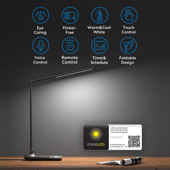 meross Smart LED Desk Light, Metal LED Desk Lamp Works with HomeKit, Alexa and Google Home, WiFi Eye-Caring Smart LED Desk Lamp for Home Office with Tunable White, Remote Control, Schedule and Timer - Image 2