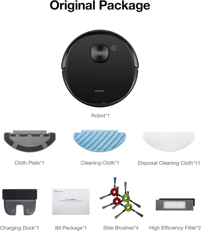 ECOVACS Deebot T8 AIVI Robot Vacuum Cleaner For Floors,Carpet, Vacumming and Mopping in One-Go, Laser Mapping, Smart AI Object Recognition, On-Demand Live Video, Custom Clean, 3+ Hours of Runtime - Image 7