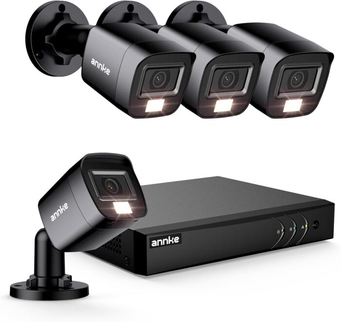 ANNKE 8CH Wired Outdoor Security Camera System with AI Human/Vehicle Detection, 5MP Lite H.265+ CCTV DVR Recorder and 4 x 1080P Surveillance Cameras, Email Alert with Snapshots, No Hard Drive